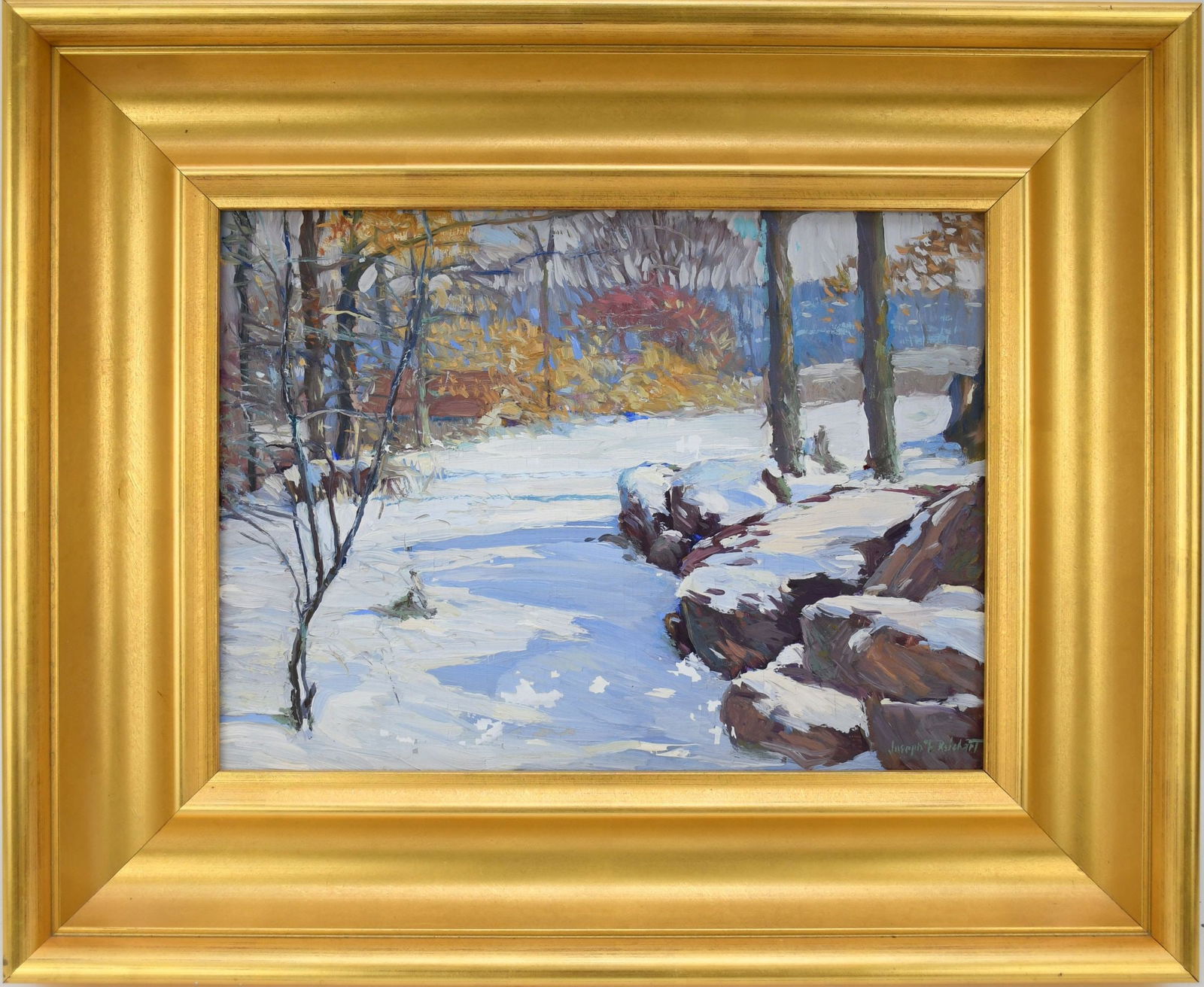 Joseph F Reichert 20th Century American School, Oil on board, Snow Scene, 10 x 13 1/2 inches, (1 of 6)