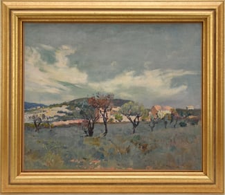 Claude Firmin (French, 1864-1944)  oil on canvas countryside village 15 x 18“ overall frame size