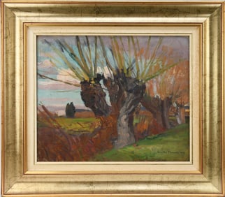 Claude Firmin (French, 1864-1944) oil on canvas, Tree Landscape, signed and dated 1913. canvas 15 x