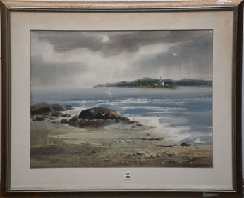 Fred Leach (1924 or 34 - 2006) AWS Watercolor Montauk, site size 20 1/2 x 27 1/2 inches. Overall