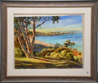 Karen Mclean McGaw (California 20th Century) Watercolor "La Jolla Coast" painting size 22 x 30