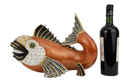 Oggetti Mangani Porcelain Fish Sculpture - Italian. Late 20th century. A porcelain sculpture of a