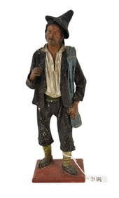 Neapolitan Papier Mache Pastori Creche Figure, C. 18th/19th Century - Italy, Naples. Polychrome