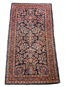 Small blue and Red Sarouk Rug/Carpet, 26x48 inches