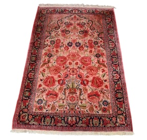Silk pink prayer rug 62x39 inches.