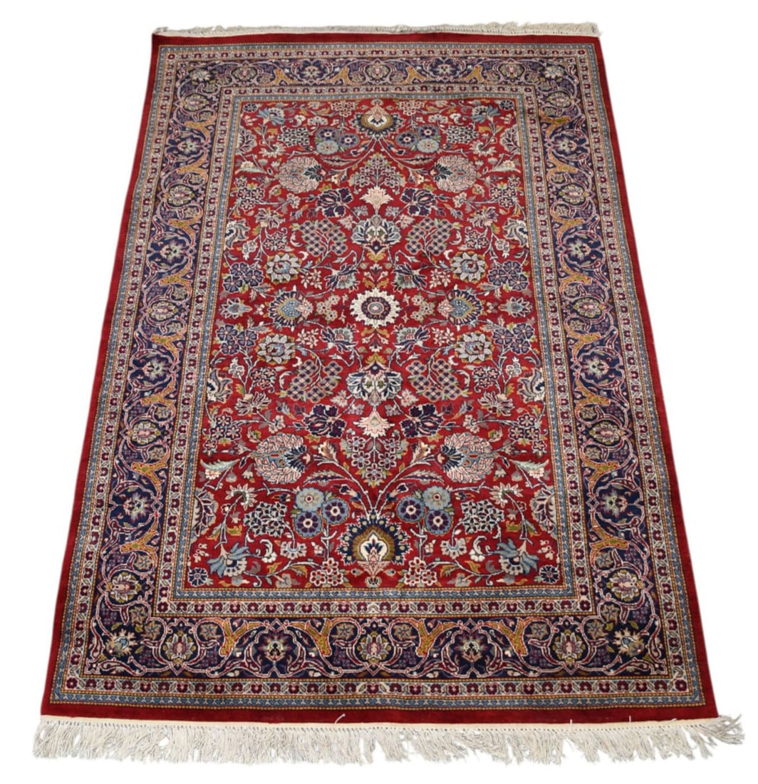 Hand woven oriental Rug/Carpet, red and blues, 6'2" x 4'2" (1 of 6)