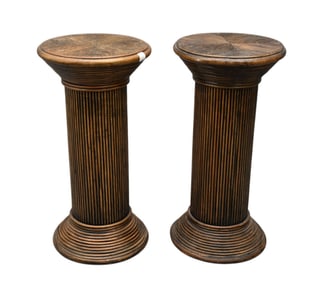 Vintage Pair Stick & Reed Pedestals, 24 1/2"h x