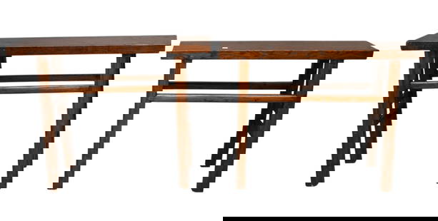 Pair Consoles/ Altar Tables, 31"h x 40"w x 10: Pair Consoles/ Altar Tables, 31"h x 40"w x 10 1/2"d ***If this item is not picked up by the Friday following the auction, it will be moved to offsite storage and pickup will be by appointment only, wi