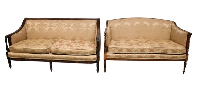 2 Mahogany Vintage Settees, 31"h x 53"w x 21"d