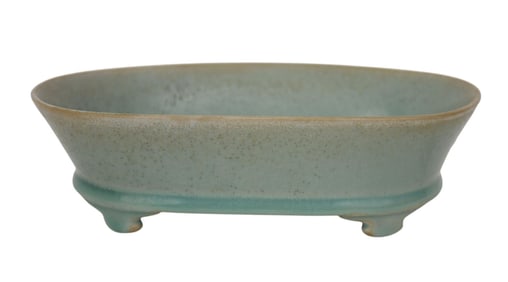 Chinese Porcelain Narcissus Basin, Ru-Ware-Type Glaze - Stoneware shallow basin/pot/vessel of oval