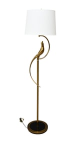Vintage Brass Bird Floor Lamp, 60"h to top of finial