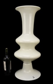 Modern Glass Vase with Metal Base, 28"h x 12"dia