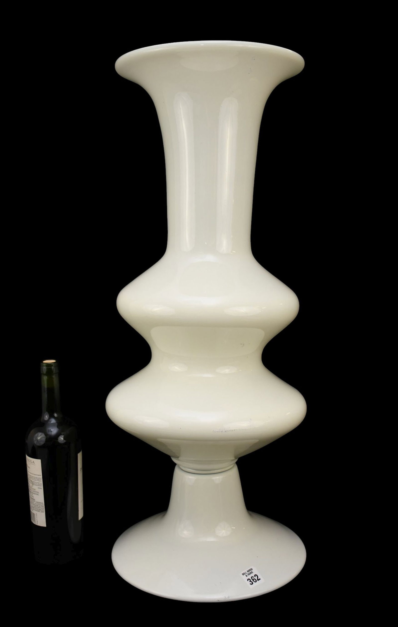 Modern Glass Vase with Metal Base, 28"h x 12"dia: Modern Glass Vase with Metal Base, 28"h x 12"dia