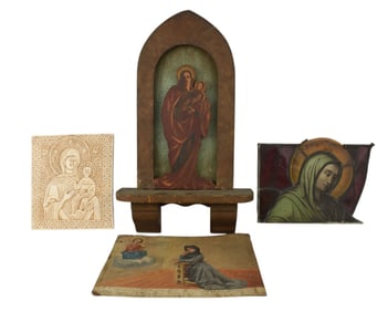 4 Assorted Religious Wall Plaques, 25"h x 14"w wood plaque