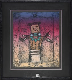 Dan Lomahaftewa (American 1951-2005) Hopi Abstract Figure- sheet size 18 1/2 x 14 1/2 inches signed