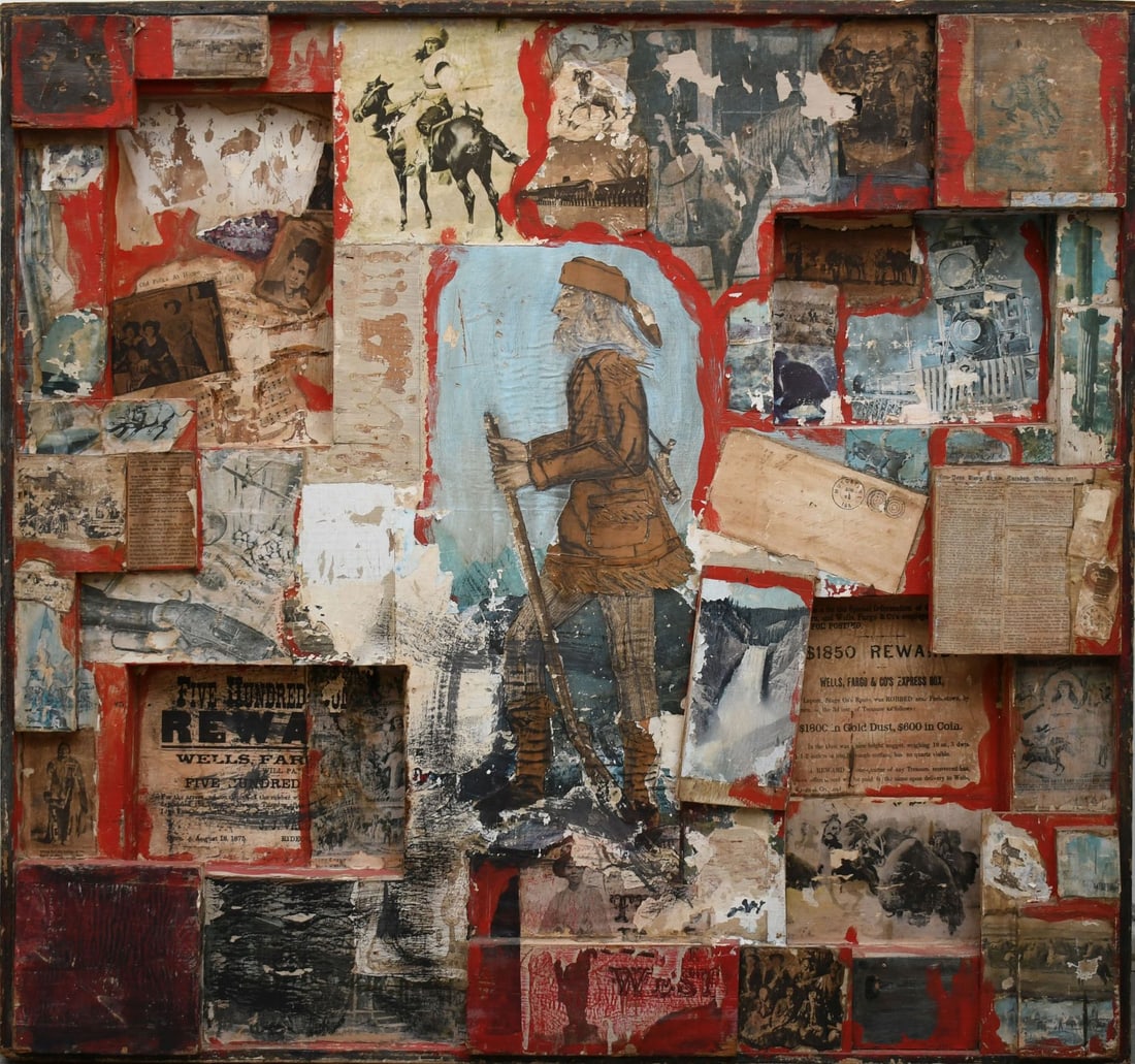 Folk Art / Outsider Art Collage- THE WEST This was the west. 38 x 40 inches. has a winter haven FL (1 of 12)