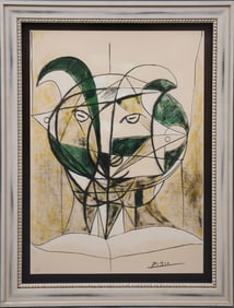 Picasso plate signed Lithograph, hand numbered 222/375. sheet sizes 23 x 17 inches, overall framed