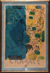 Marc Chagall (1887-1985) Color Lithograph Poster  "Blue Profile," , 29 x 19-1/2 inches.  Overall