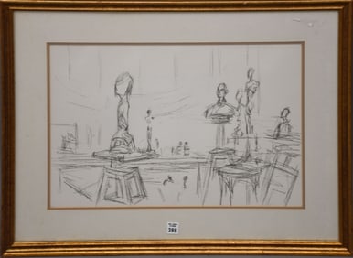 After Alberto Giacometti (Swiss, 1901-1966) Lithograph, Studio with Sculptures. Park West COA on