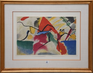 After Kandinsky lithograph pulled from Derriere le Miroir. fold crease down the middle, sheet size