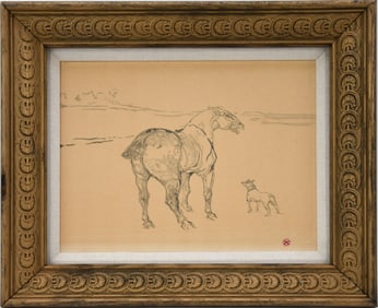 Toulouse Lautrec (French, 1864 - 1901). A Small Horse and a Fox Terrier (Un Petit cob et un Fox