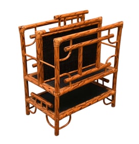 Painted Rattan Magazine Rack, 26"h x 22"w x 15"d