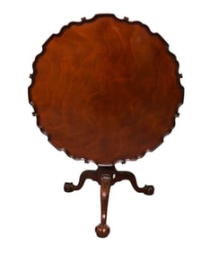 Pie Crust Mahogany 20th c. Tilt Top Table, 48"h