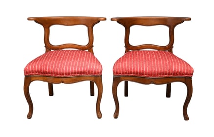 Pair Horseshoe Form Ladies "Boudoir" Chairs (fine condition) 26.5 h x 22"w x 18"