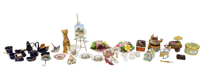 Lot of Assorted Limoges Trinkets & Boxes, 7"h tallest