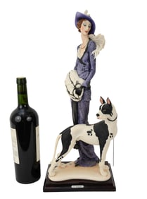 Giuseppe Armani Figurine, Lady with Great Dane, 19"h x 7 1/2"w x 6"w