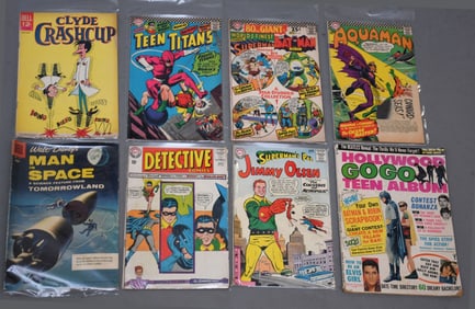 Comic Book Lot. Aquaman Oct #29, World Finest Nov #161, Teen Titans Oct #5, Clyde Crashcup Mar-May