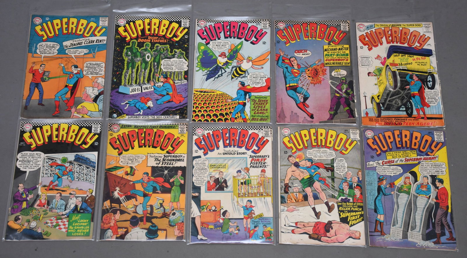 12 Cent Superboy Comics Lot.  Jan #126 and 135, Mar #127 and 136, July #122 and 140, Sept #123, Oct (1 of 11)