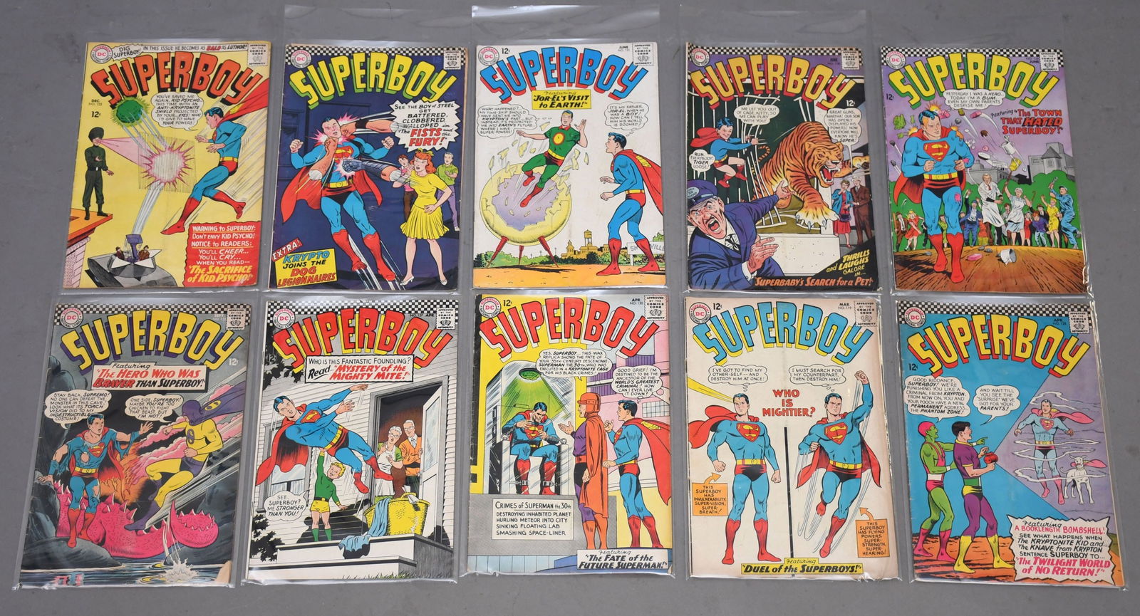 12 Cent Superboy Comics Lot. March #119, April #120, 128 and 137, July #131, June #121, 130 and 139, (1 of 11)