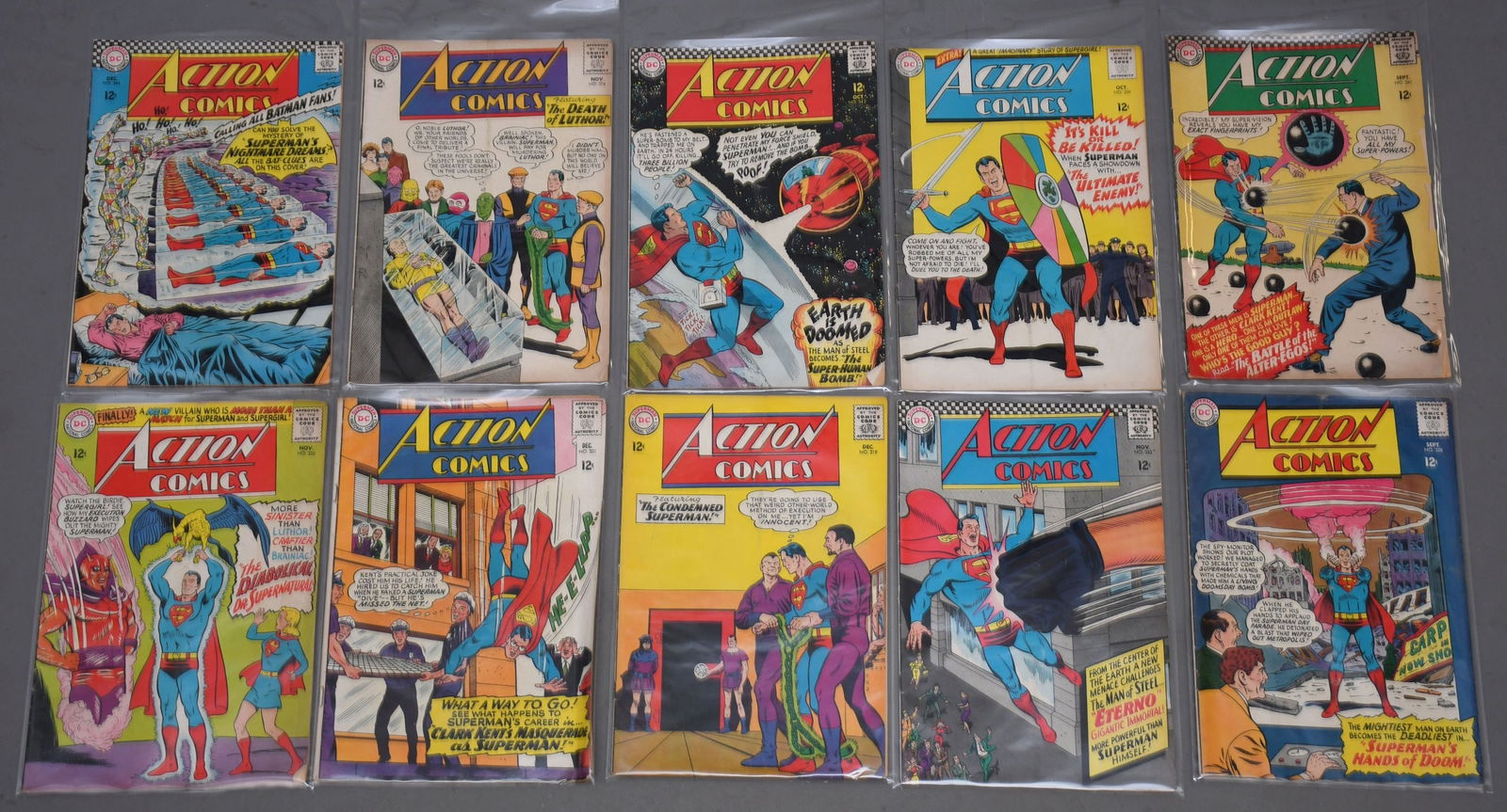 12 Cent Action Comics Superman. Sept #328 and 341, Oct #329and 342, Nov #318, 330 and 343, Dec #319, (1 of 11)