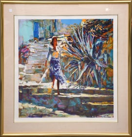 Nicola Simbari (Italian, 1927-2012) Serigraph, pencil signed and numbered 95/150. image size 35 x 35