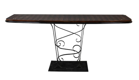Contemporary Art Deco Style Rosewood, Satinwood and Abalone Shell Console Table