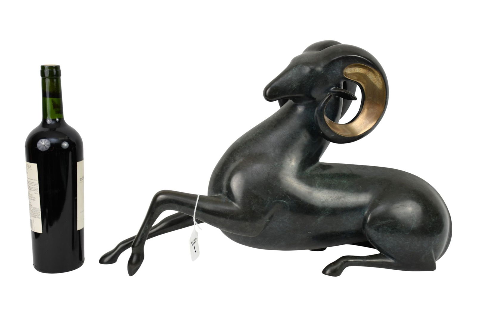 Loet Vanderveen (Dutch, 1921-2015) Bronze Ram Sculpture - Patinated and gilt bronze sculpture of a