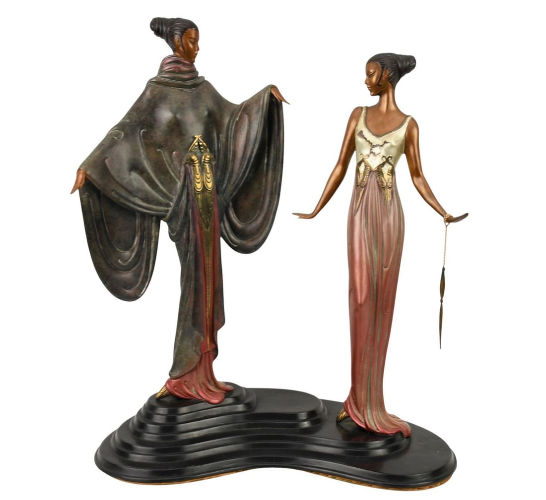 Erté Bronze Sculpture, "Dreambirds" Impressed 257/500, 1998, Seven Arts Ltd. London, 18 1/2"h x: Erté Bronze Sculpture, "Dreambirds" Impressed 257/500, 1998, Seven Arts Ltd. London, 18 1/2"h x 16"w