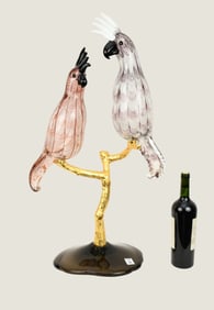 Licio Zanetti Murano Art Glass Cockatoo Sculpture - C. 1970s. Vintage Italian Murano art glass