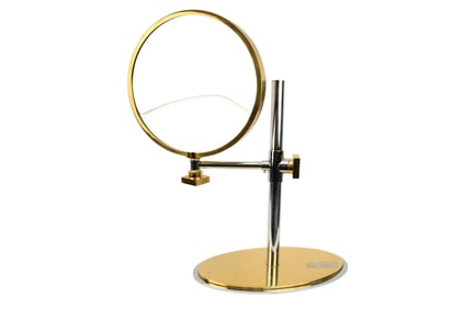 Karl Springer Swivel Vanity Mirror, Mid-Century Modern - Brass and chrome finish, unsigned but