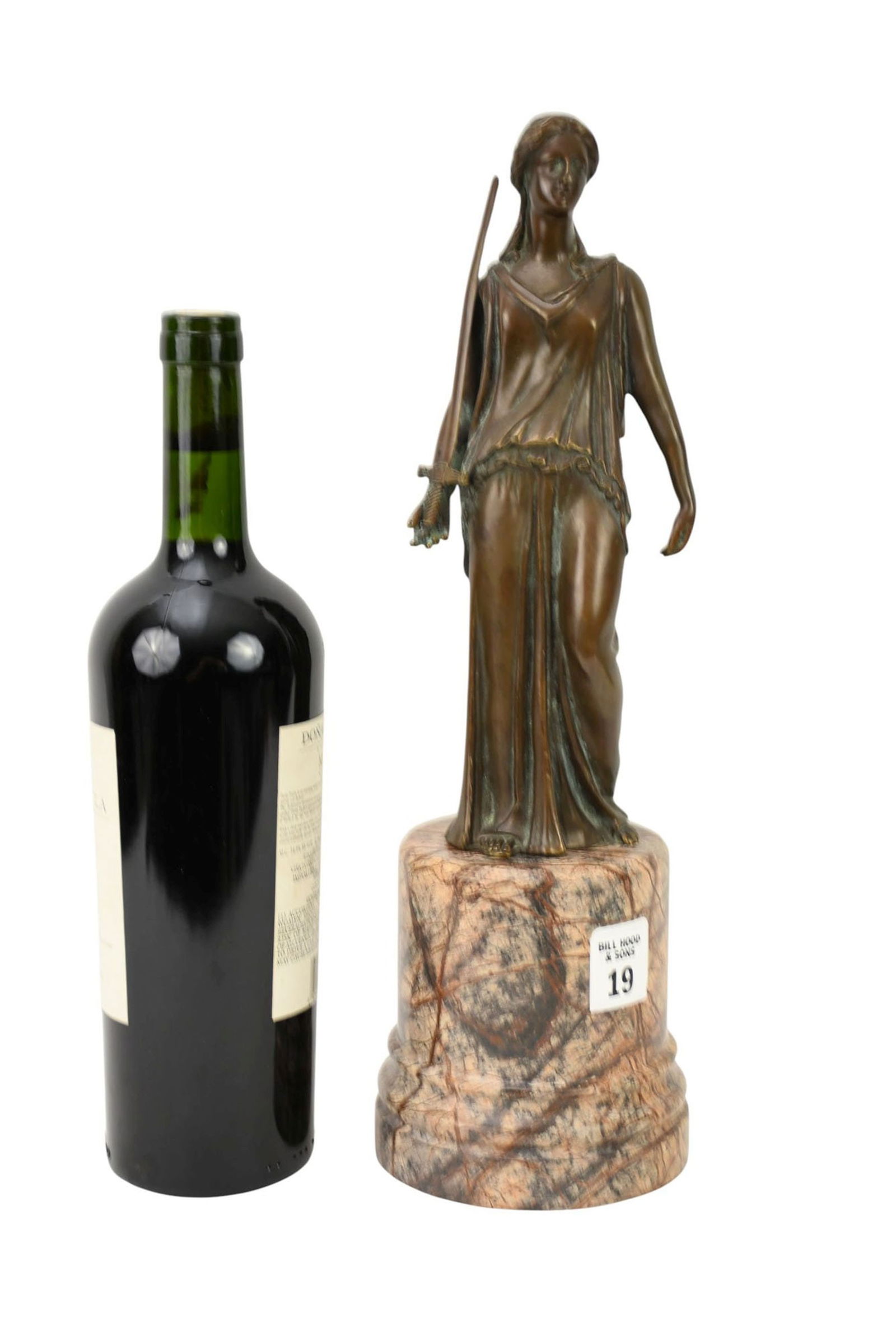 Antique Bronze Classical Female Sculpture on Marble Plinth Base, 14 1/2"h, 4 1/2"base (1 of 7)