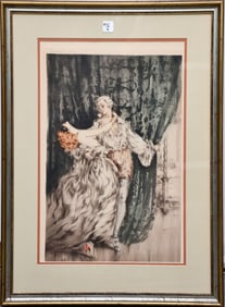 LOUIS ICART, Casanova-1928. Vintage Colored Etching, site size 21 x 14 inches, pencil signed lower