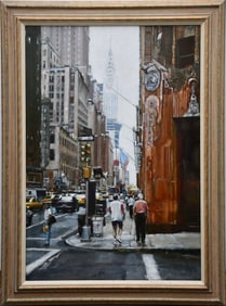Dennis Syrett (British, b. 1932) oil on canvas, New York City Scene- 42nd Street, signed lower