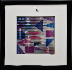 Yaacov Agam (Israeli b.1928) Agamagraph- approx. 12-1/2 x 13 inches. signed lower right. Overall