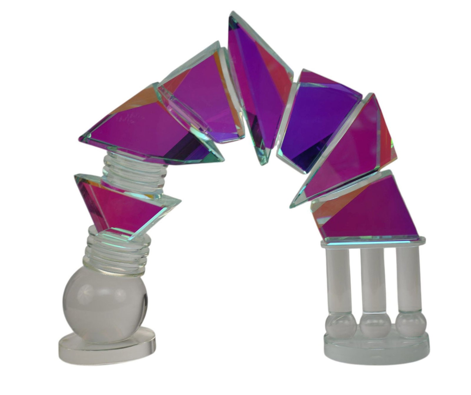 Toland Peter Sand Dichroic Art Glass Sculpture - Faceted prismatic dichroic art glass in the (1 of 8)