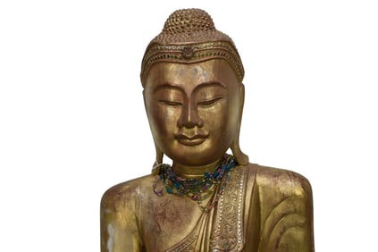Gilded Wood Seated Buddha, 36"h x 31"w x 20"d