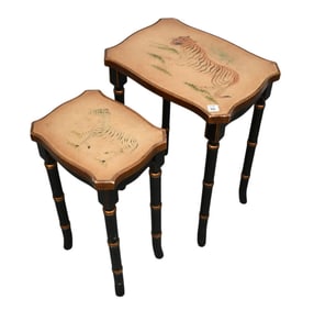 Nest of Tables (2), Lion & Zebra Motif, 24"h x 18"w x