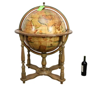 Oversize Terrestrial Decorative Painted Globe, 44"h x 32"dia