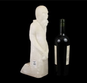 Carved Alabaster Figure of Kneeling Monk, 15"h x 6"w x 3 1/2"d