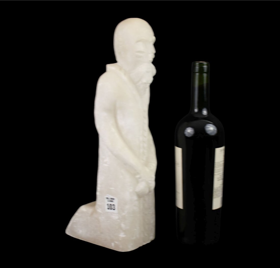 Carved Alabaster Figure of Kneeling Monk, 15"h x 6"w x 3 1/2"d: Carved Alabaster Figure of Kneeling Monk, 15"h x 6"w x 3 1/2"d